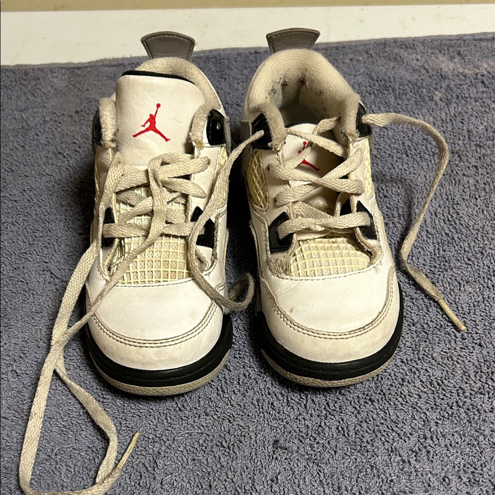 Jordan Kids Sneakers in White and Black with Red Accents